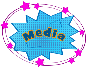Blue starburst labeled "Media."